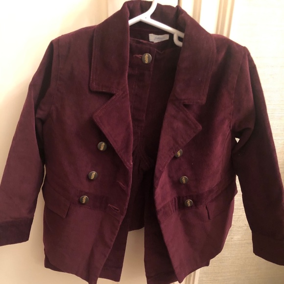 NWT Girls Jacadi Corduroy Blazer+Pants Deep Purple